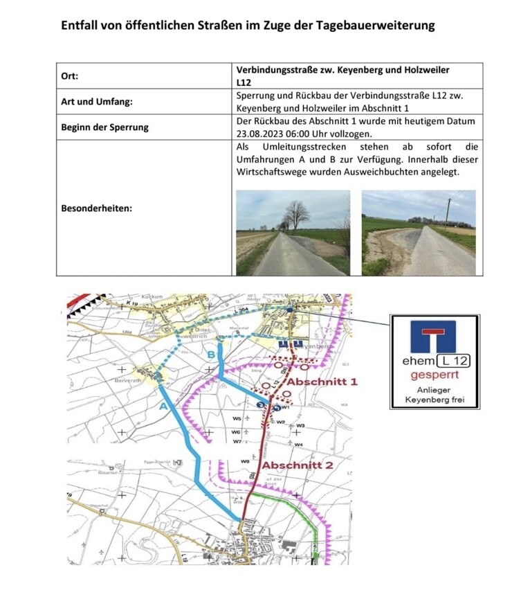 Abriss der L12 - Umleitung